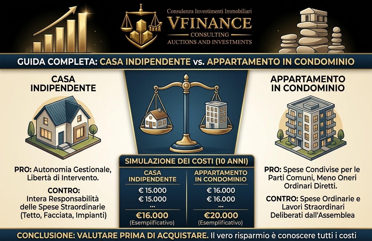 Casa indipendente o appartamento in condominio? Costi e convenienza a confronto