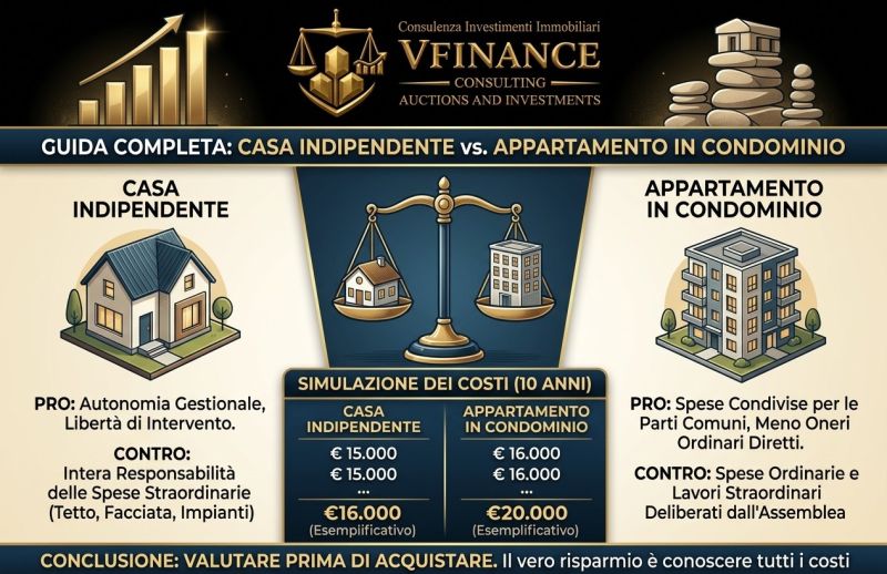 Casa indipendente o appartamento in condominio? Costi e convenienza a confronto